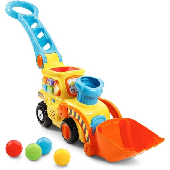 VTech Pop-a-Balls Push Pop Bulldozer Interactive Learning Toy Toddlers Builder - Picture 1 of 15